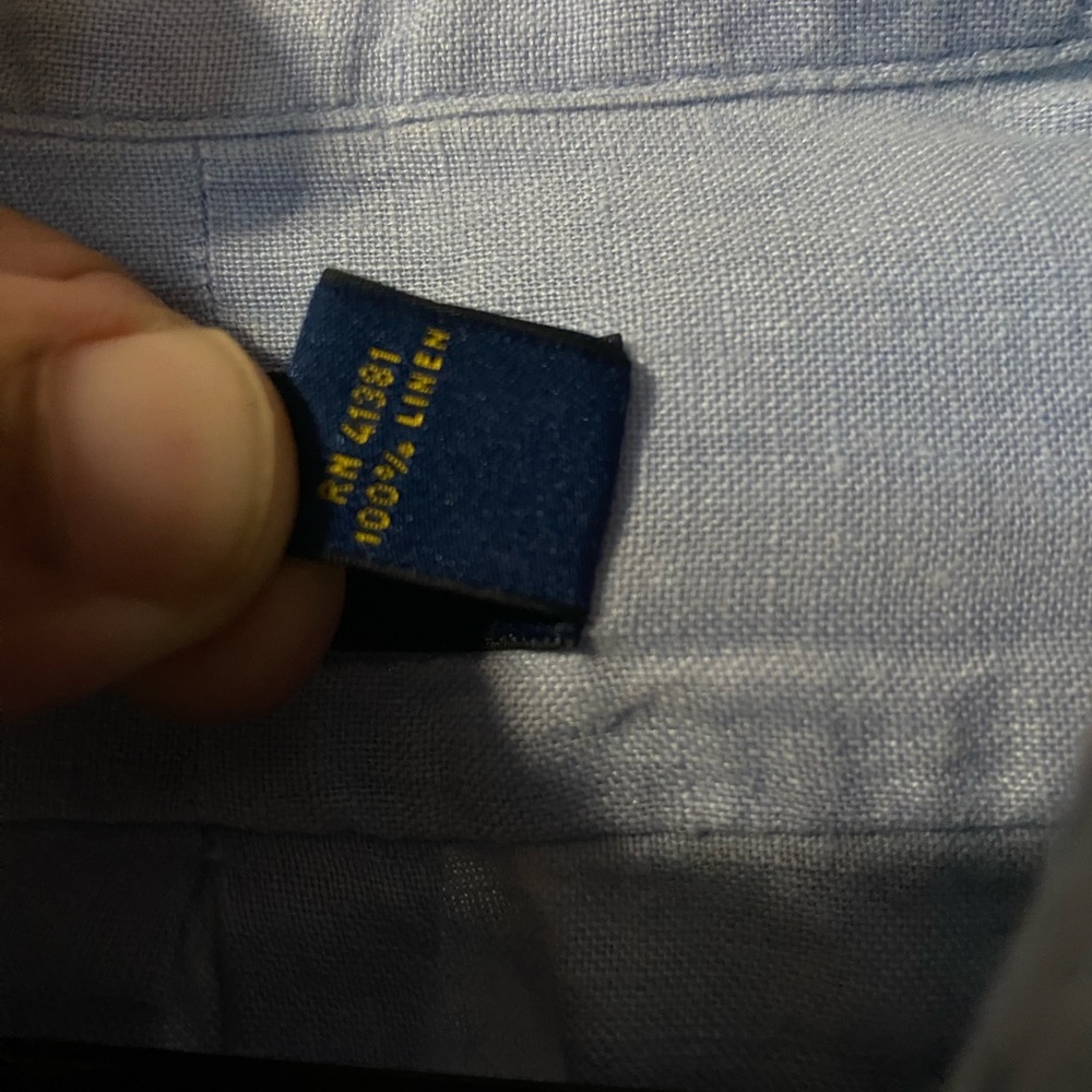 Polo by Ralph Lauren Light Blue Casual Button Down Shirt 100% Linen - Picture 4 of 5
